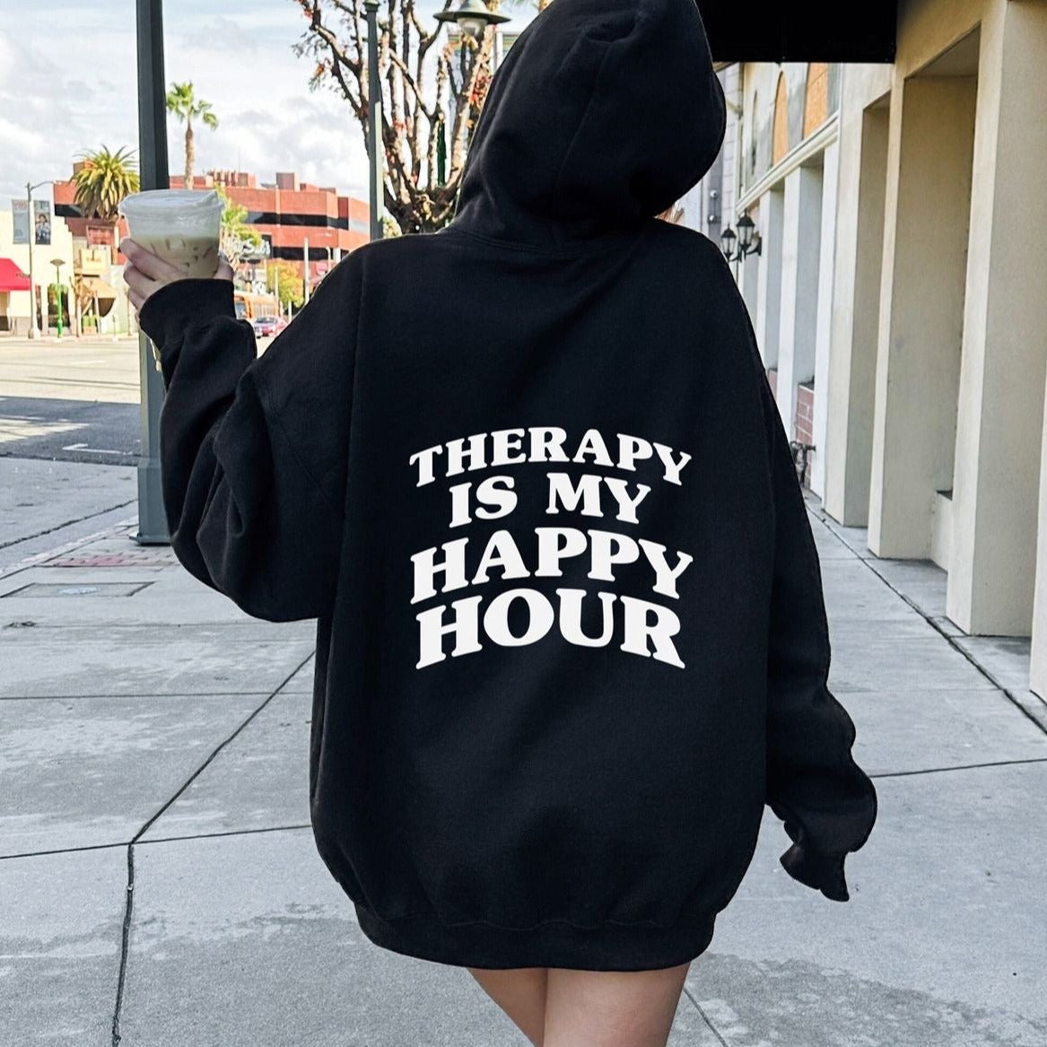 therapy is my happy hour hoodie